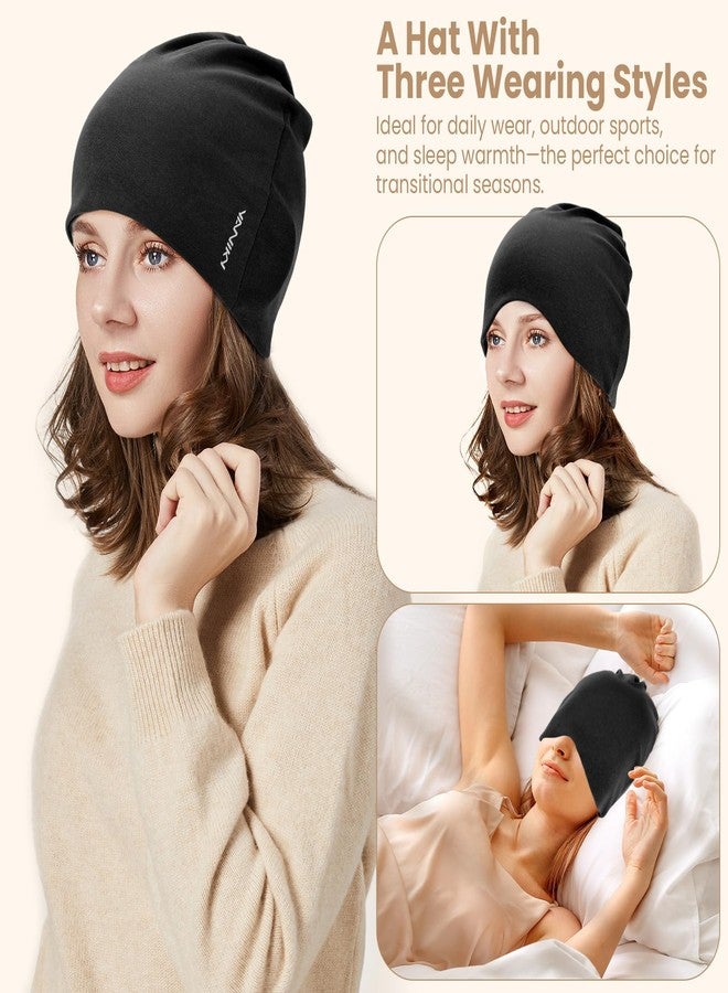 YANIKY Beanie for Men - Women Modal Sleep Cap Cotton Chemo Beanie Hat - Unisex Skull Cap - Soft and Skin Friendly Beanies Black - Image 3